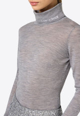 Semi-Sheer Turtleneck Wool Sweater