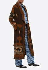 Icon Jacquard Fringed Long Coat