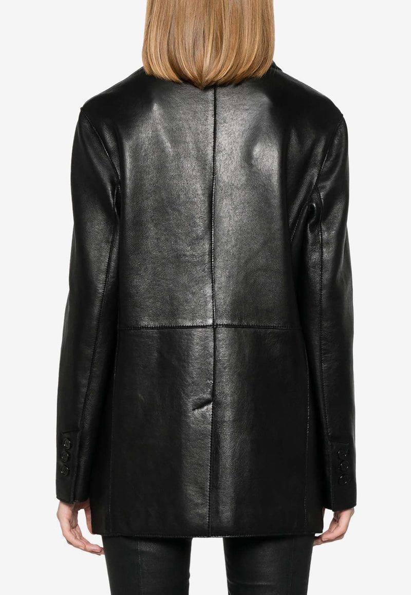 Maciock Single-Breasted Leather Blazer