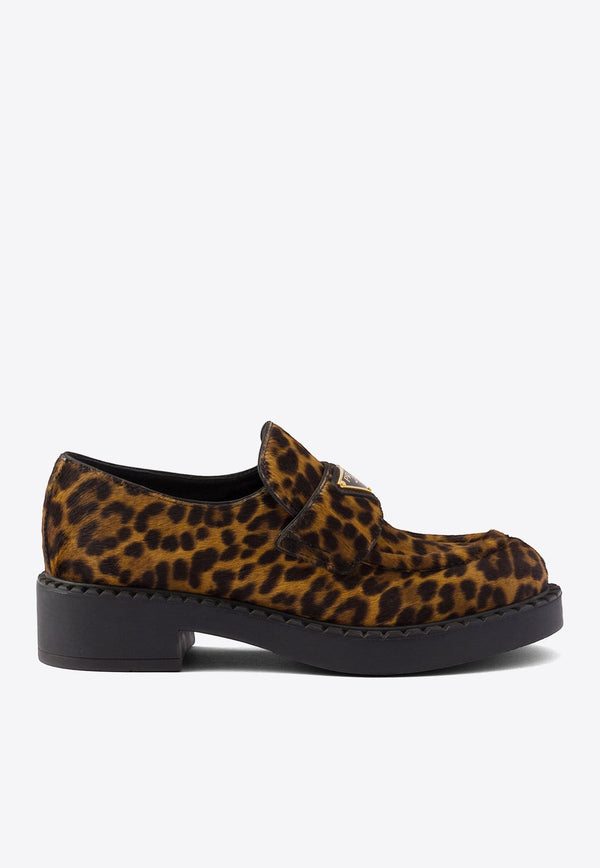 Leopard Print Calf Hair Loafers