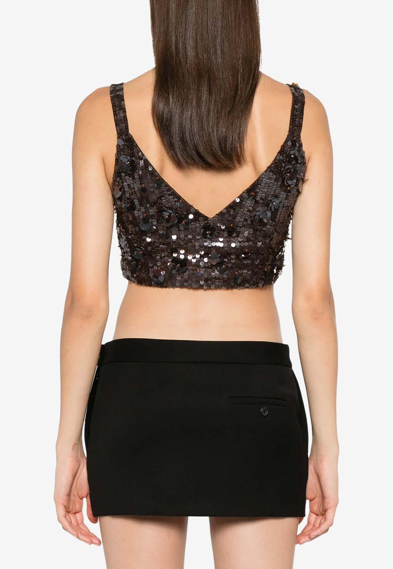 Glow Sequined Cropped Top