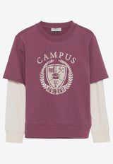 Boys Campus Print Layered Sweatshirt