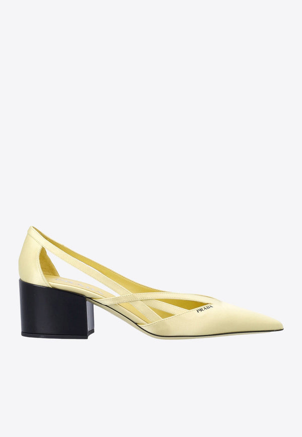 55 Satin Cut-Out Pumps