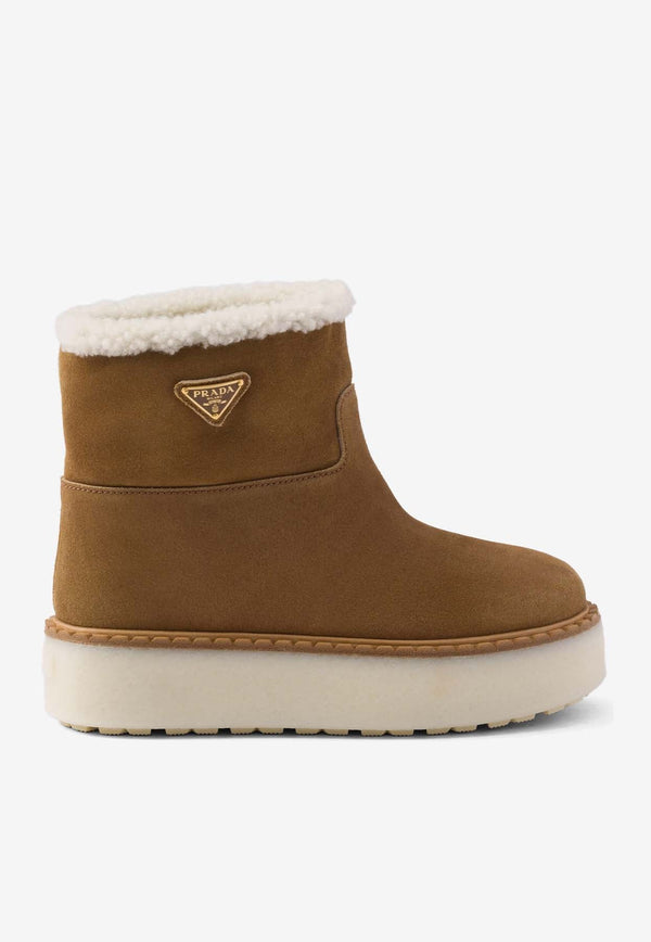 Triangle Logo Suede Snow Boots