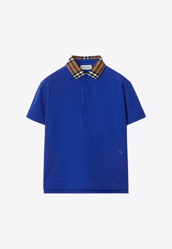 Boys Check-Collar Polo T-shirt