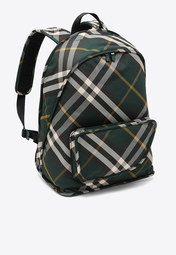 Large Check Pattern Shield Backpack