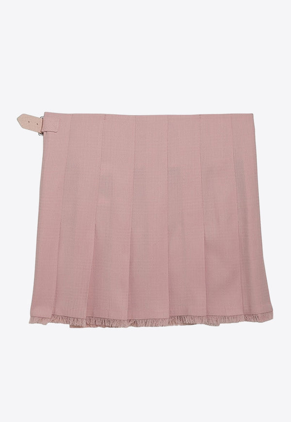 Fringed Mini Wool Wrap Skirt