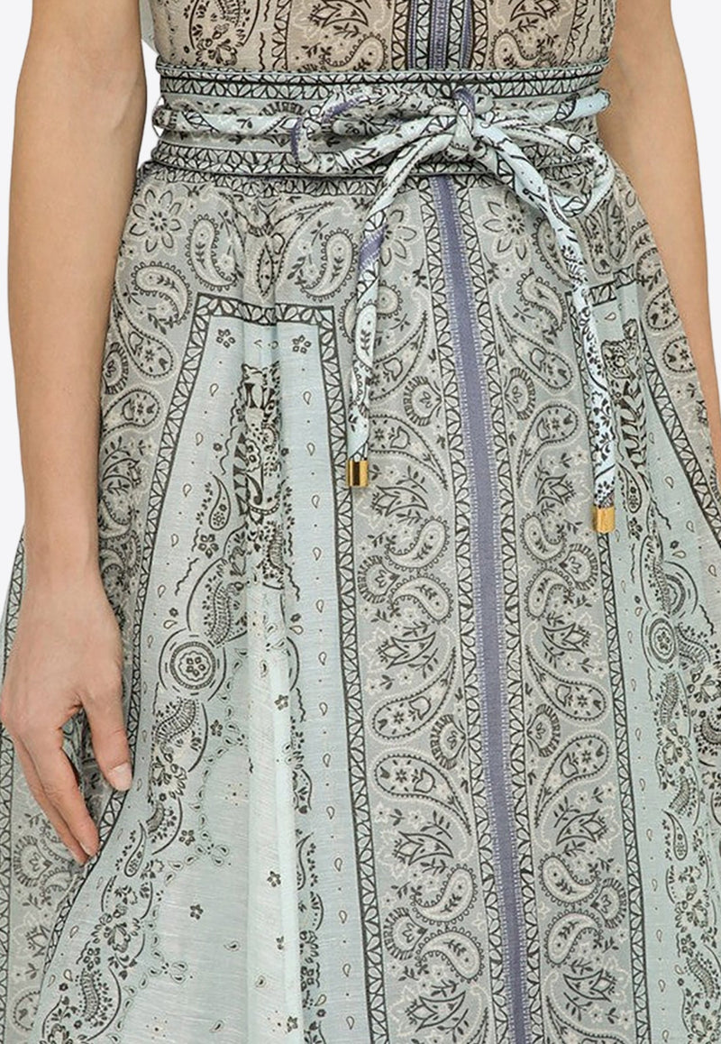 Printed High-Waisted Midi Skirt