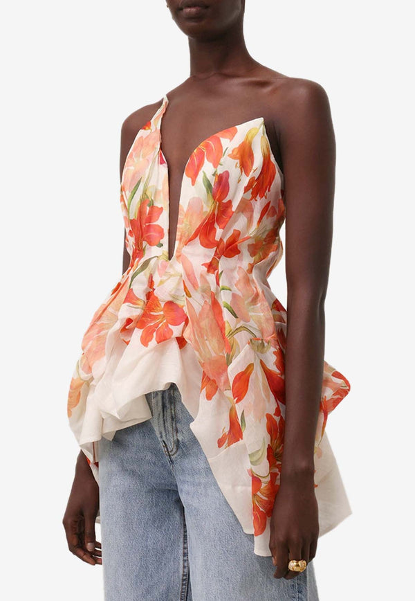 Tranquillity Floral Print Draped Top