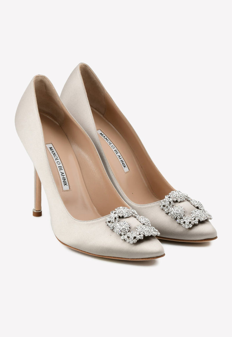 Hangisi 105 CLC Crystal Buckle Satin Pumps