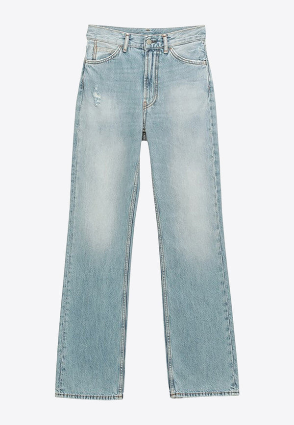 Distressed Straight-Leg Jeans