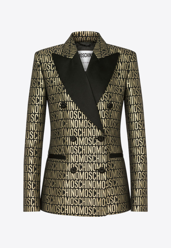 All-Over Logo Double-Breasted Blazer