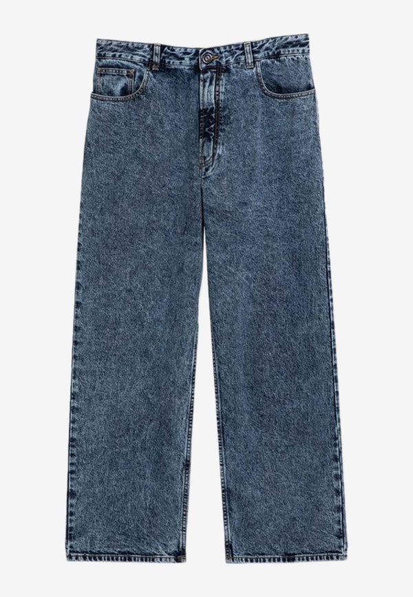 Knitted Band Straight-Leg Jeans