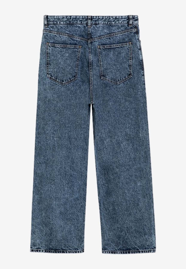 Knitted Band Straight-Leg Jeans