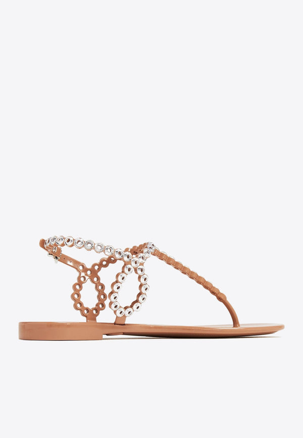 Almost Bare Crystal Jelly Flat Sandals