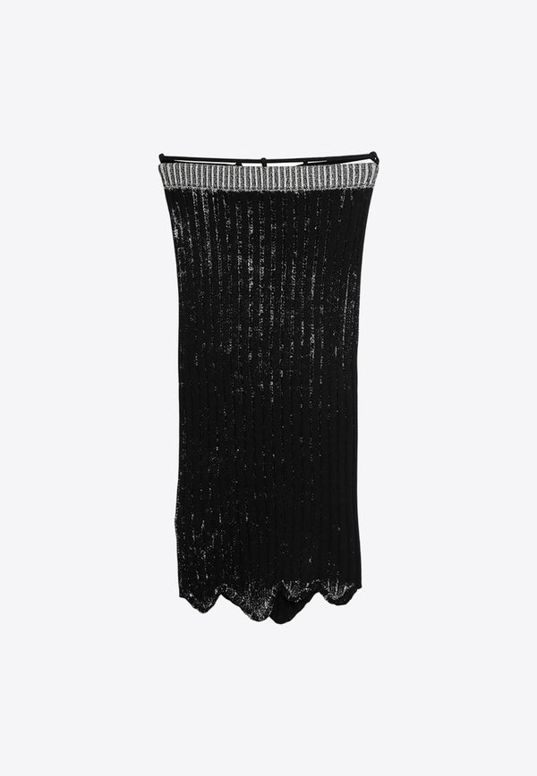 Asymmetric Rib Knit Midi Skirt