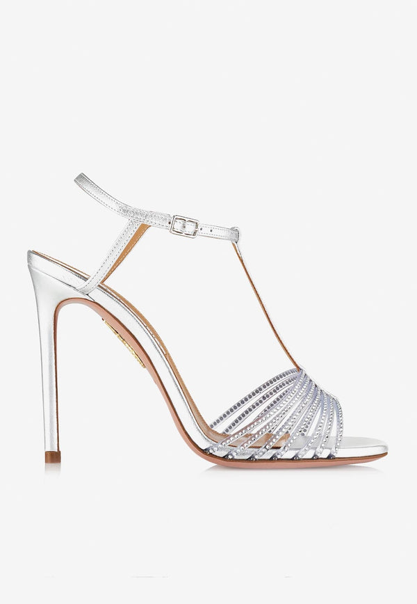 Amore Mio 105 Crystal-Embellished Sandals in Leather