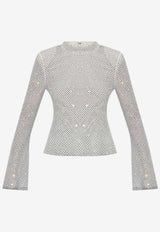 Studded Mesh Long-Sleeved Top