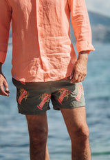 All-Over Lobster Swim Shorts in Khaki