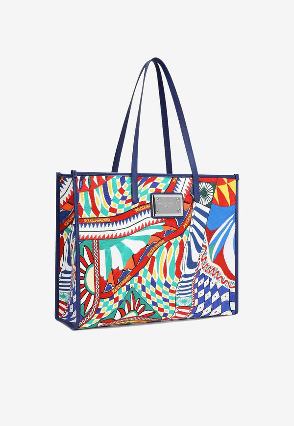 Large Psychedelic Carretto Print Tote Bag
