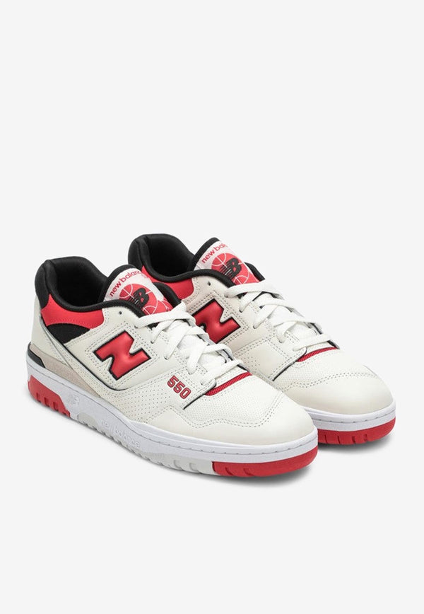 550 Low-Top Sneakers in Sea Salt and True Red Leather