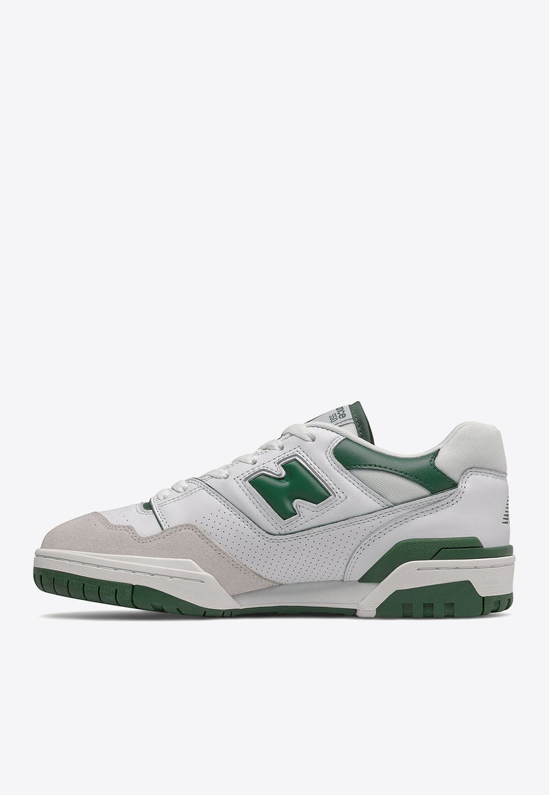 550 Low-Top Sneakers in White with Team Forest Green