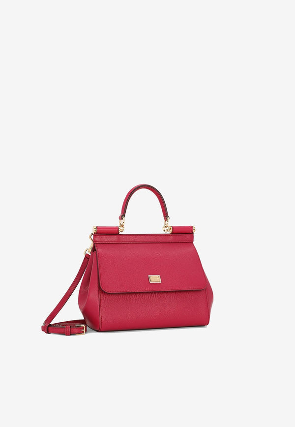 Medium Sicily Top Handle Bag in Dauphine Leather