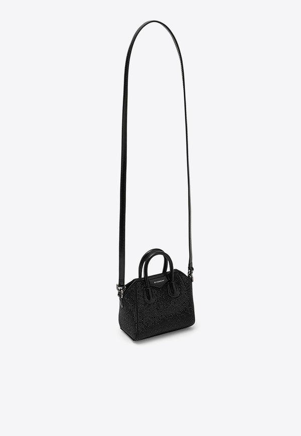 Micro Antigona Crystal-Embellished Top Handle Bag