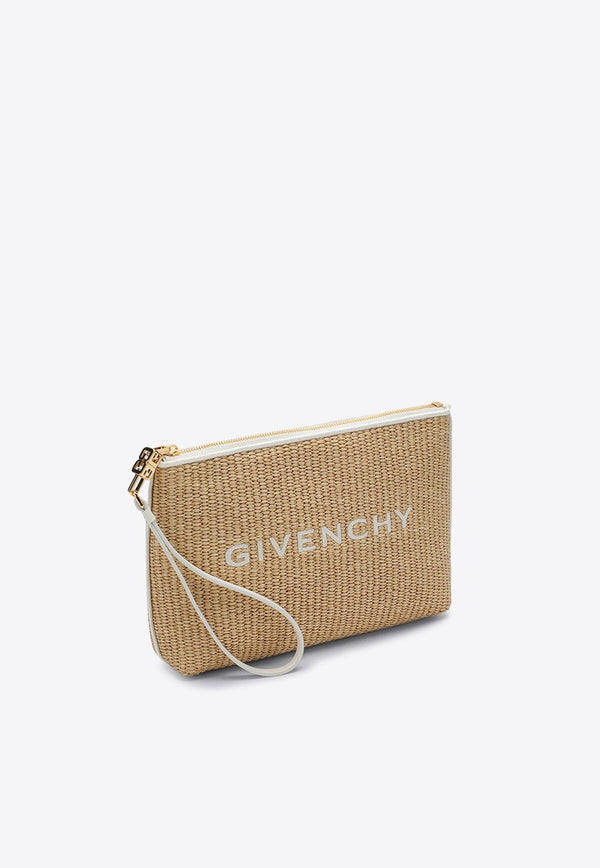 Logo Raffia Clutch Bag