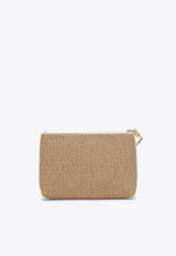 Logo Raffia Clutch Bag