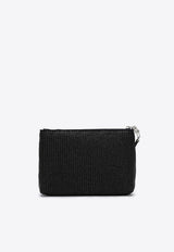 Logo Raffia Clutch Bag