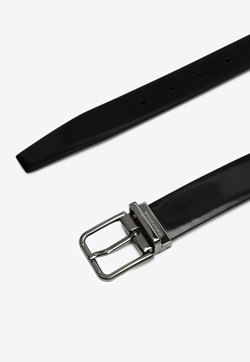 Logo-Engraved Leather Belt