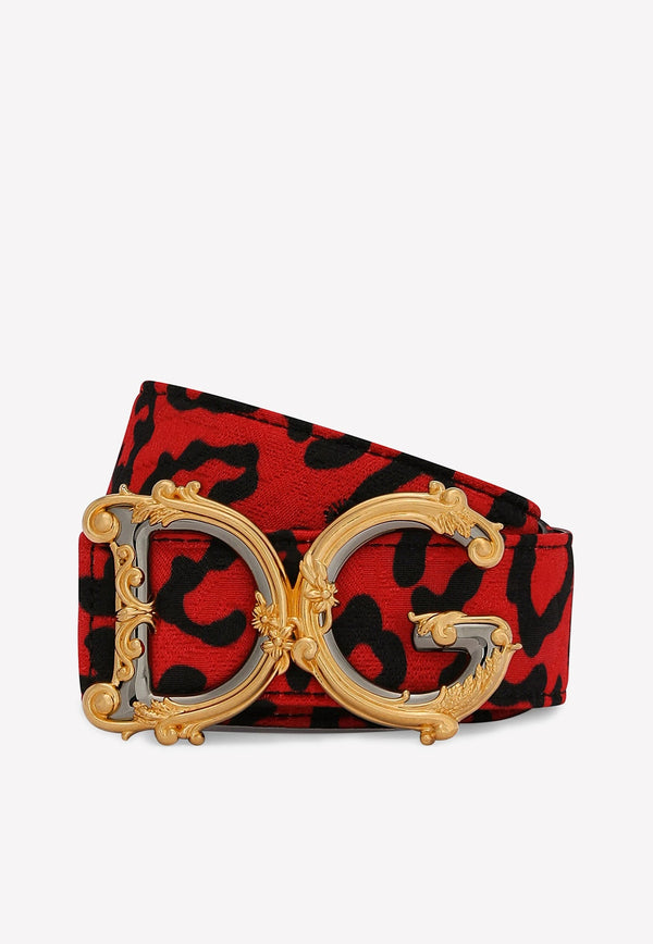 Leopard Print Baroque DG Logo Belt