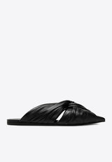 Twist Leather Flat Mules