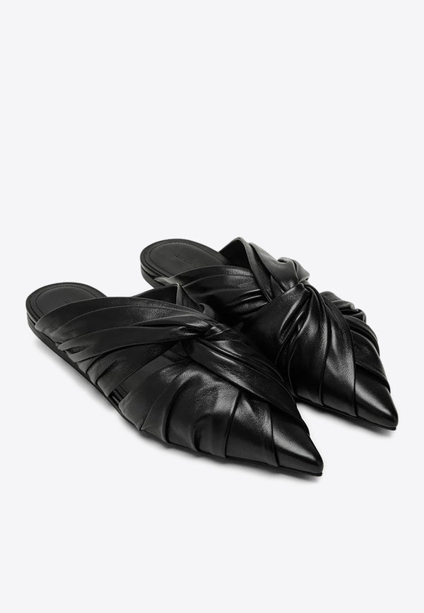 Twist Leather Flat Mules