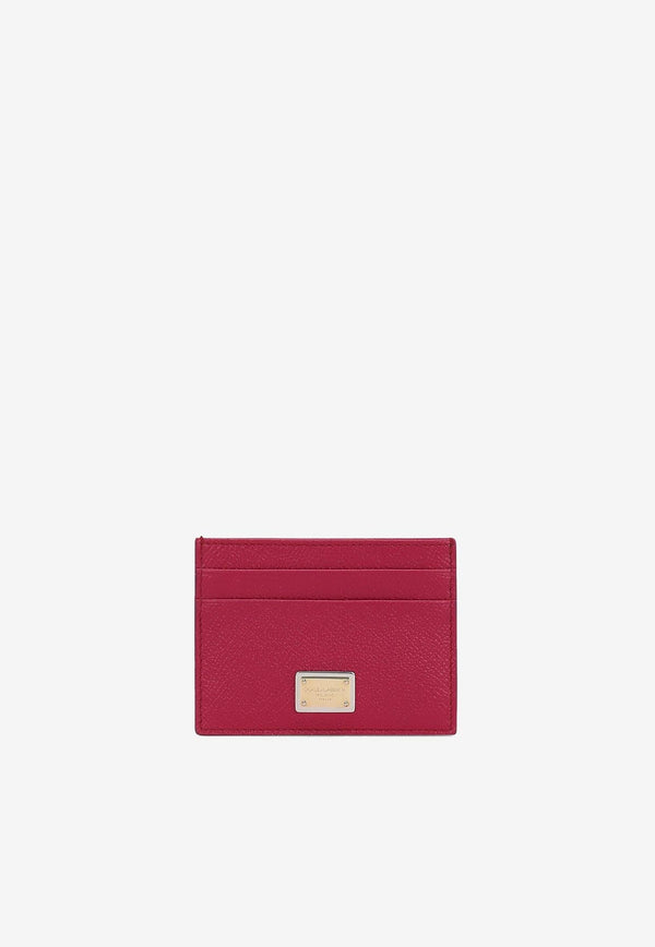 Logo Plate Cardholder in Dauphine Leather