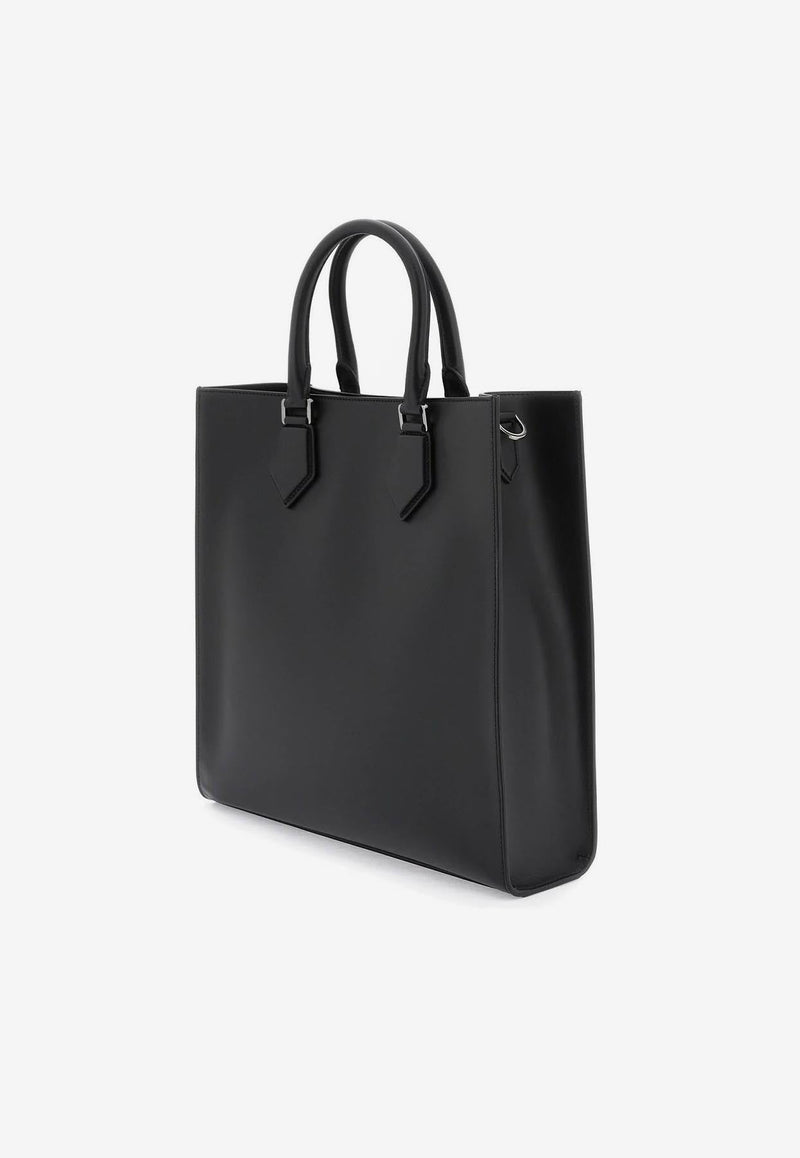 Logo-Embossed Top Handle Bag in Leather