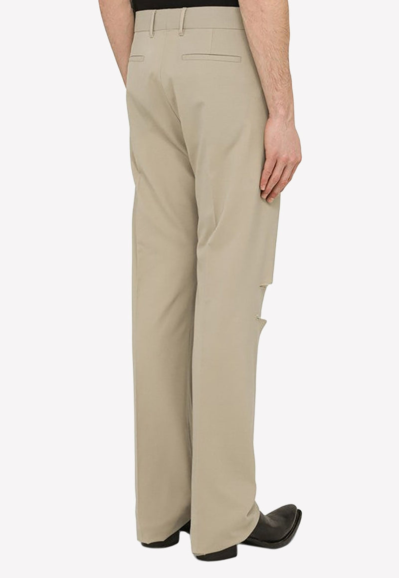 Tailored Pants with Destroyed Effect in Wool Blend