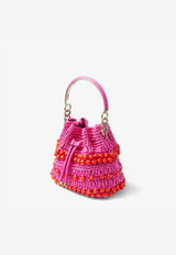 Small Bon Bon Bucket Bag in Beaded Raffia