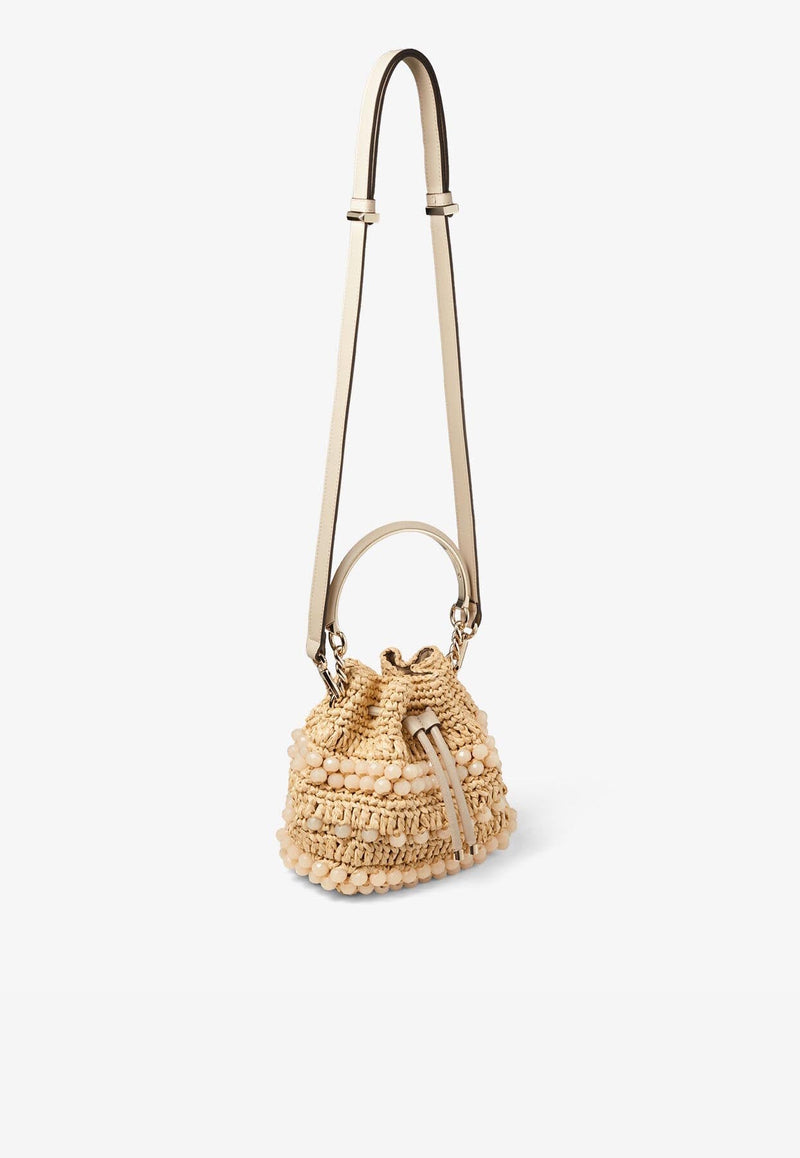 Small Bon Bon Bucket Bag in Beaded Raffia