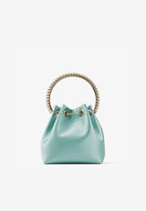 Bon Bon Crystal Embellished Bucket Bag in Satin