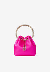 Bon Bon Crystal-Embellished Top Handle Bag in Satin