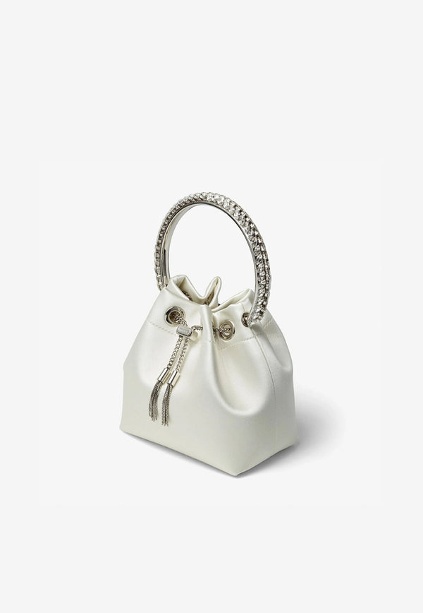 Bon Bon Crystal-Embellished Satin Bucket Bag