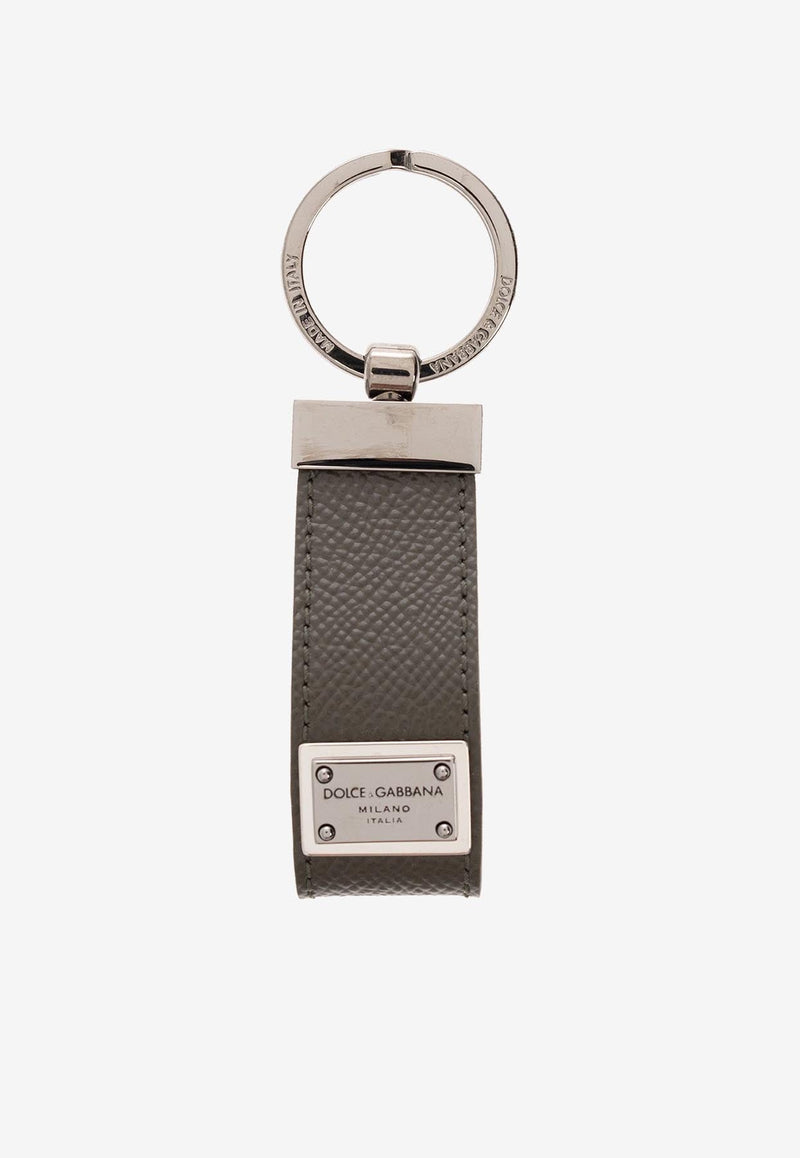 Logo Plate Leather Keyring