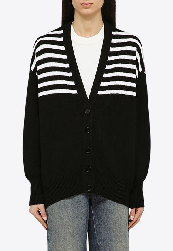 4G Striped Button-Up Cardigan