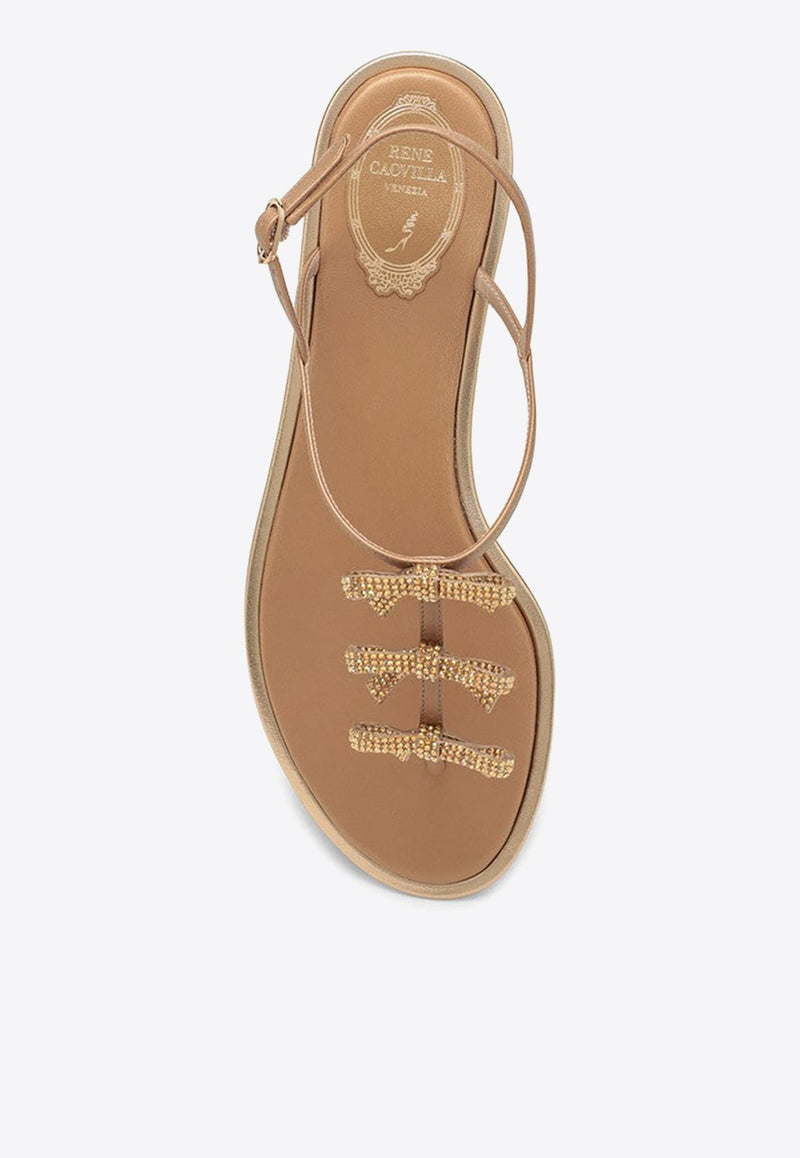 Crystal-Embellished Leather Sandals