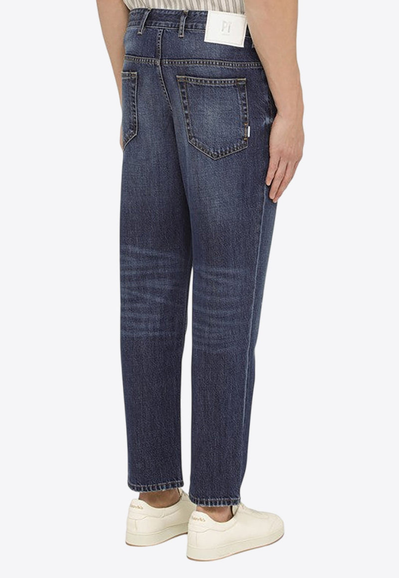 Washed-Effect Regular Jeans