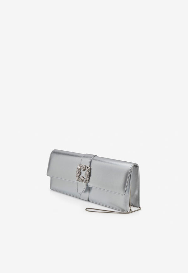 Caprilong Crystal Buckle Clutch in Nappa Leather