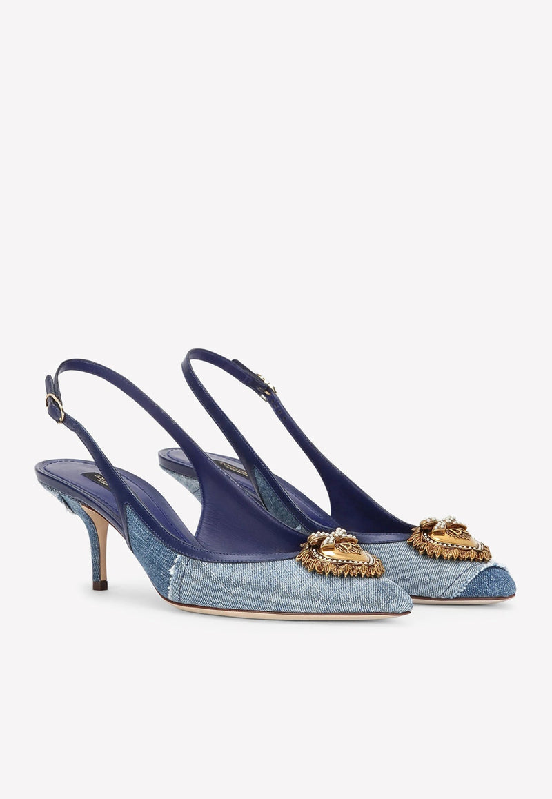 Devotion 60 Slingback Pumps in Denim