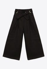 Girls Wide-Leg Pants with Bow Detail